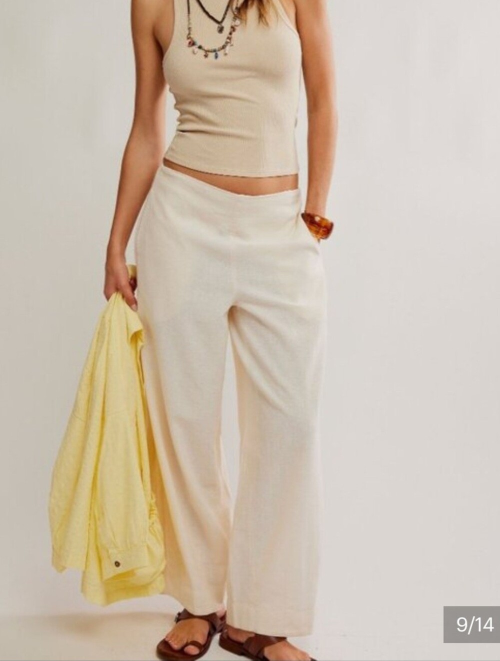 Free People Demi Cotton Linen Pants — Tea Cookie